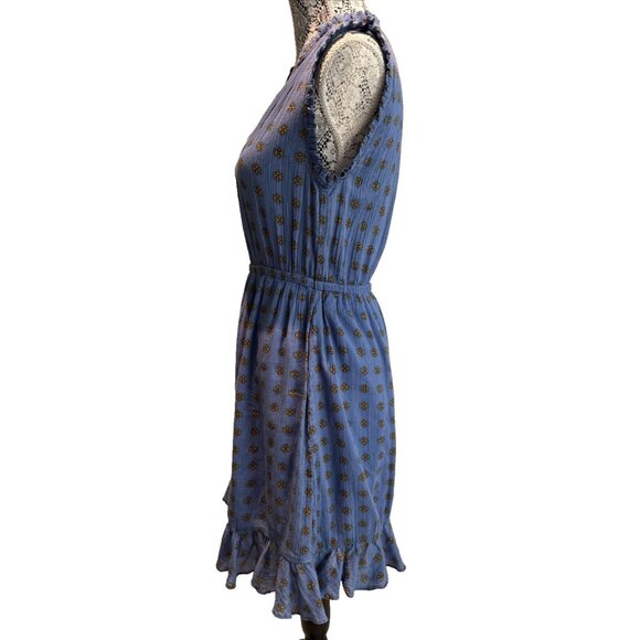 Paris Atelier &Other Stories Dress 100% cotton Blue Sleeveless BOHO size 4 fairy - Picture 2 of 15
